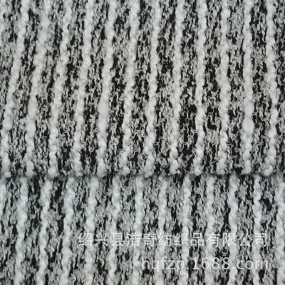 紹興縣浩奇紡織 廠家直銷針織粗針面料，85%滌15%人棉，328克/平方